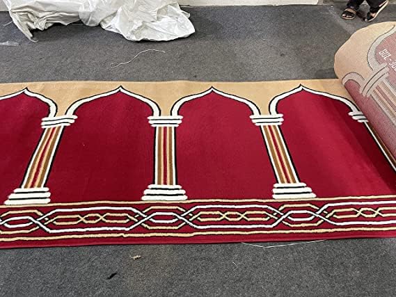 Kabir Rugs Janamaz Rolls for Masjid (Mosque) Prayer Carpet Any Religious Houses & Gallery Runner Carpet 4 x 72 Feet Color Red