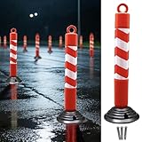 Blazea Pilona Bolardo Poste Poste Delimitador de Seguridad Reflectante con Pernos Bolardos de Barrera de Estacionamiento con Recuperación Automática para Entradas de Vehículos(H 100cm (39 3/8"))