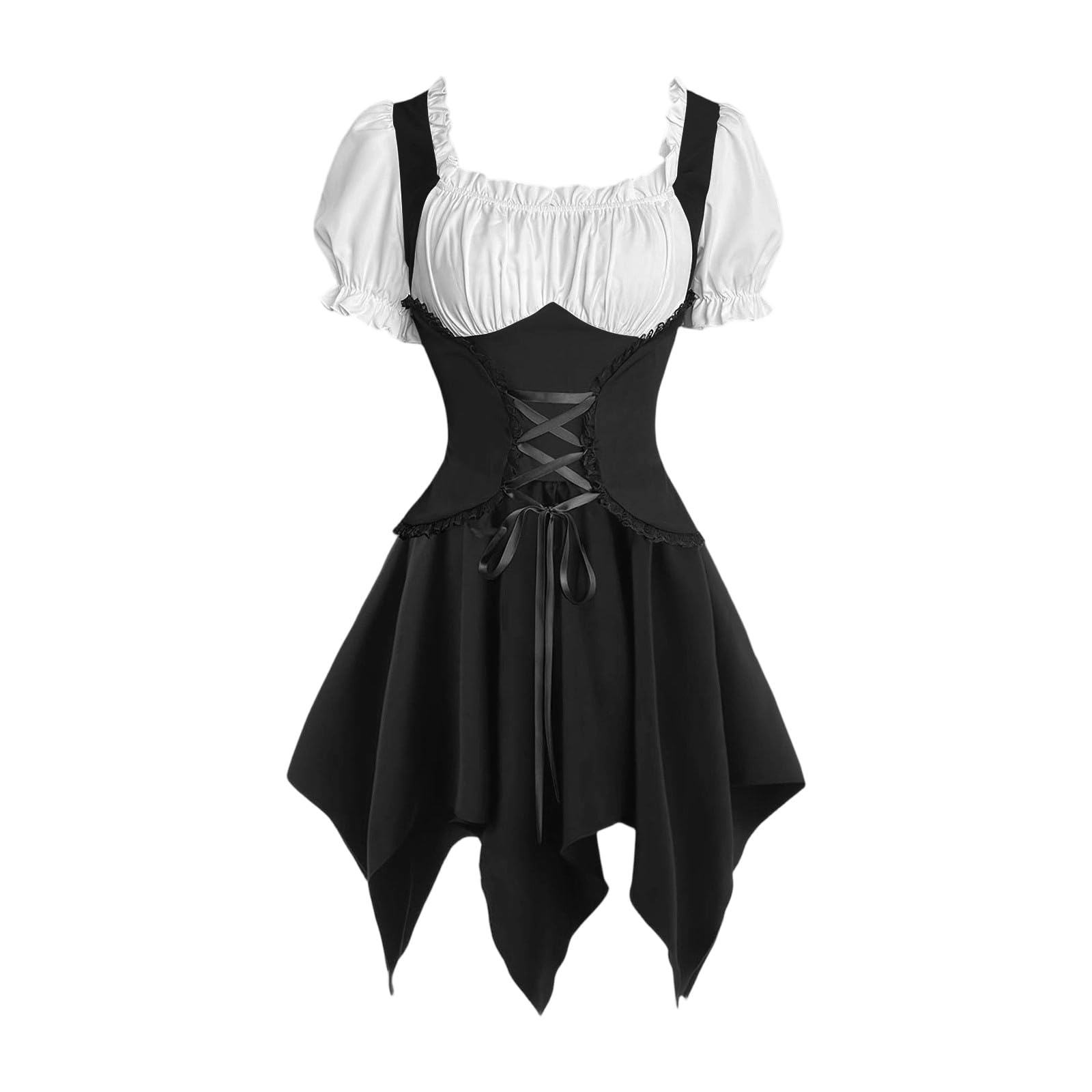 Women Halloween Pirate Dress Off Shoulder Corset Ruffle Gothic Vampire Costume Adult Ladies Funny Pirates Witch Scary Cosplay Outfit UK โ image 1