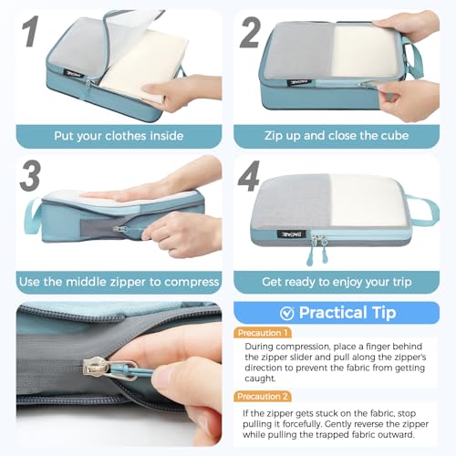 Image of BAGAIL 6 Set Ultralight Compression Packing Cubes Packing Organizer for Travel Accessories Luggage Suitcase Backpack