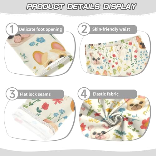 Vdsrup Girls Leggings Dog Colorful Flowers Kids Length Leggings Pants Athletic Yoga Pants Toddler Tights Trousers 4T3