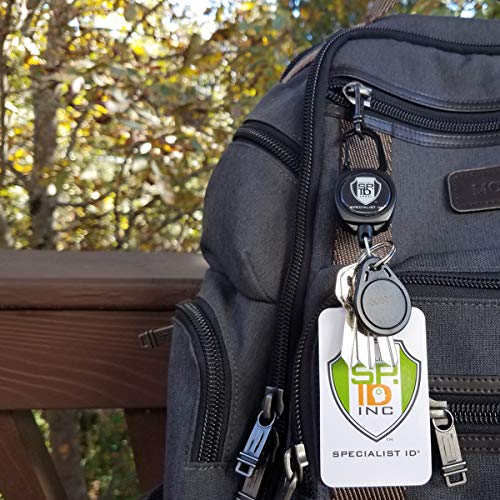 2 Pack - Heavy Duty Retractable Badge Reel With Id Holder Strap & Keychain - Strong Sidekick Carabiner Belt Loop Clip - Retracting Lanyard With Kevlar® Cord For Keys & I'd Access Cards - Specialist Id #TOP6