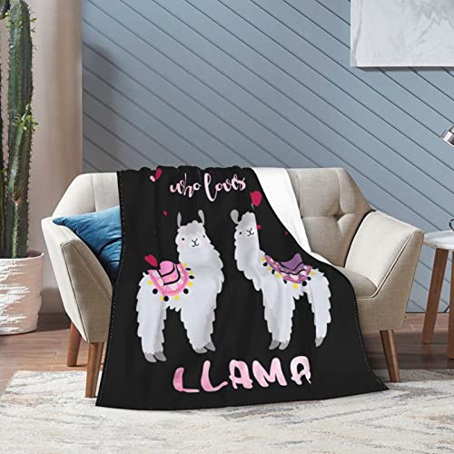 Alpaca Llama Blanket For Girl Women Just A Girl Who Loves Llama Throw Blanket Soft Cozy Warm Fuzzy Fleece Alpaca Bedroom Decor Blanket Gifts For Kids Adults Couch Sofa Bedding 50"X40" #TOP2