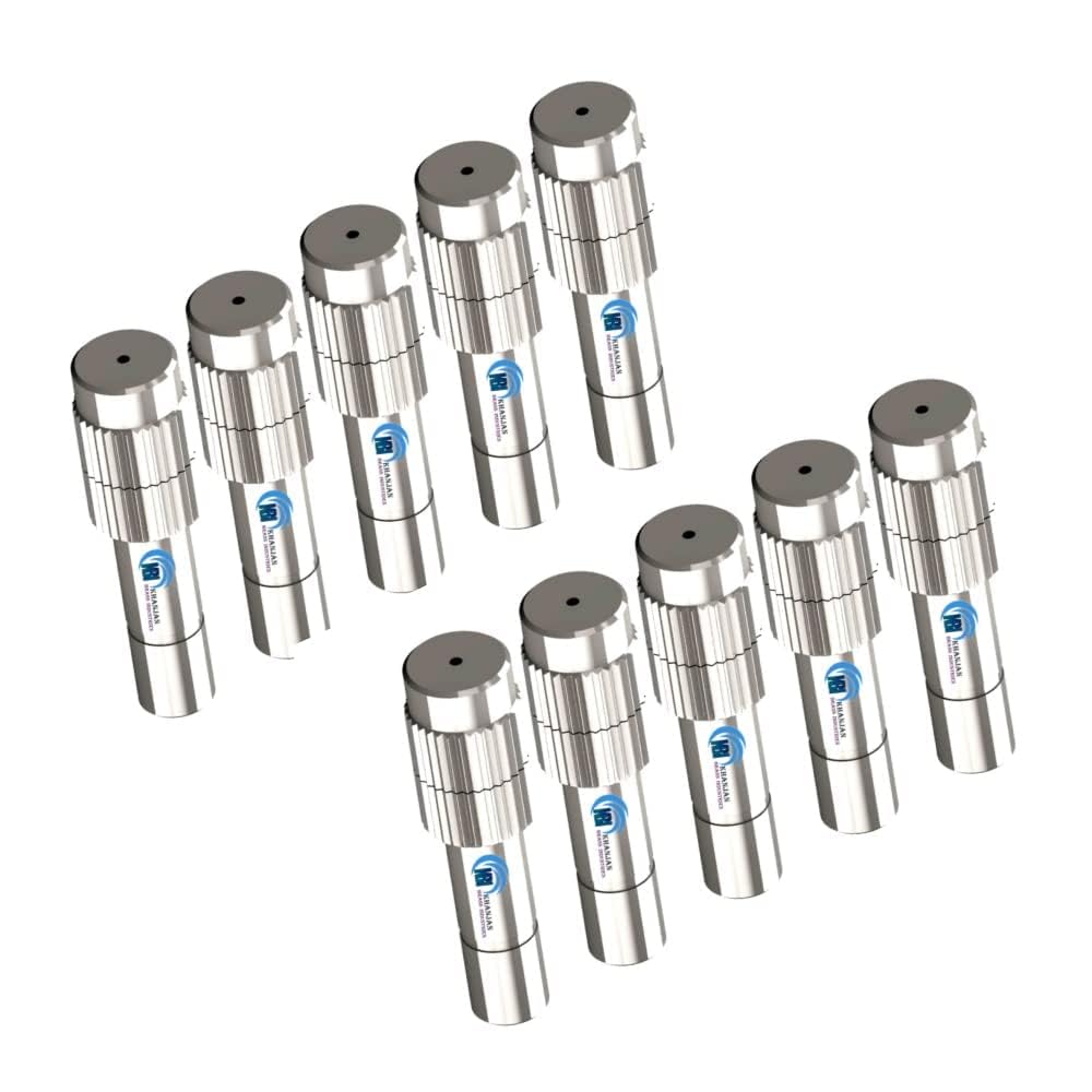 Khanjan Brass High Pressure Misting Nozzle 1mm Adjustable Water Sprayer with Anti-Drip Design for Greenhouses, Lawns, Gardens, Air Cooling, and Sanitization Systems Pack of 10