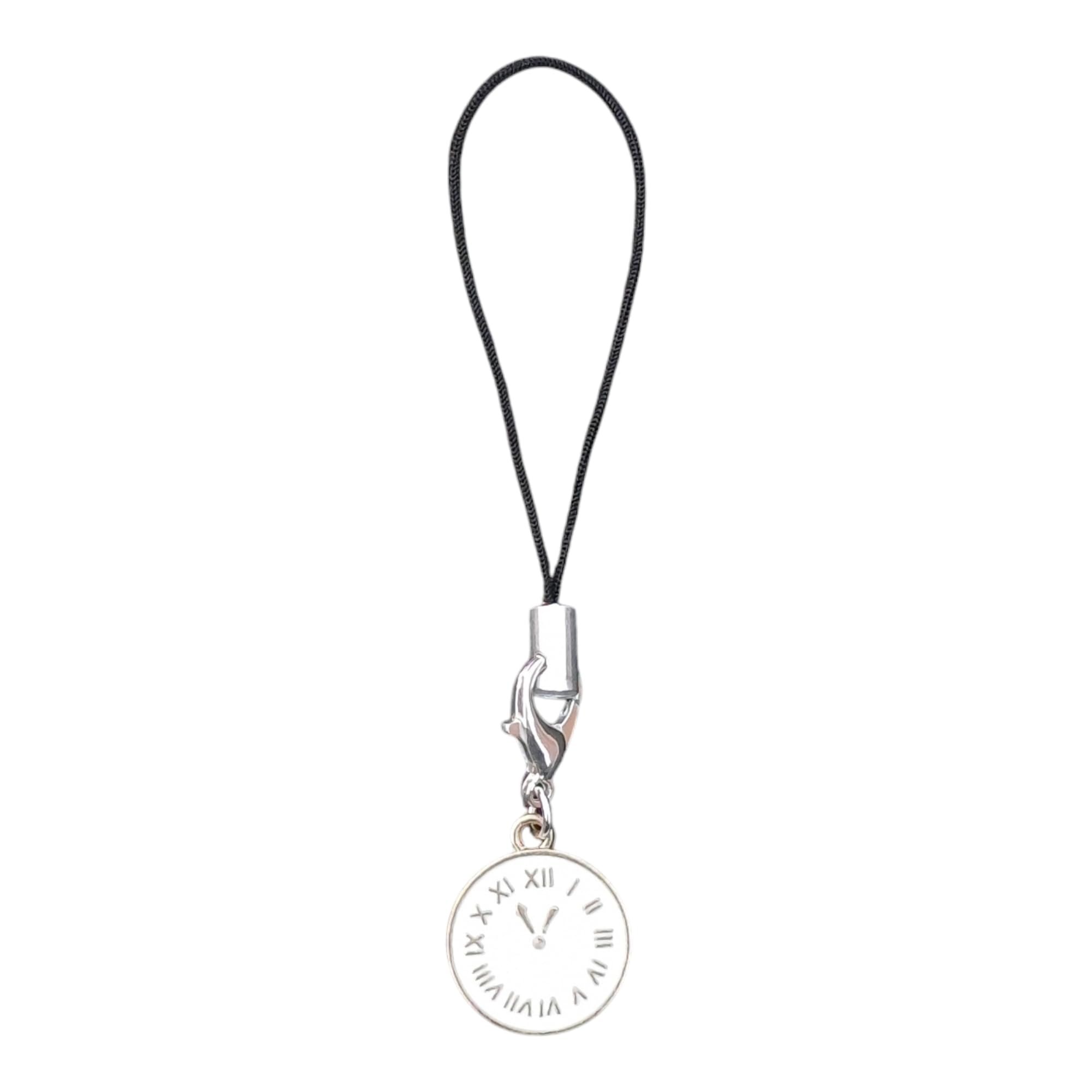 White Clock Charm Phone Strap Lanyard 8 cm | Adds a stylish decorative touch to phones, tablets, cameras, keychains, bags-image-0
