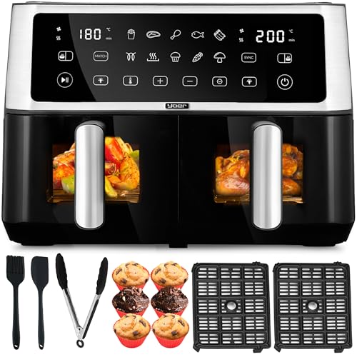 Yoer Heißluftfritteuse, 10L Airfryer, 2 Fächer, 6-in-1, 10...