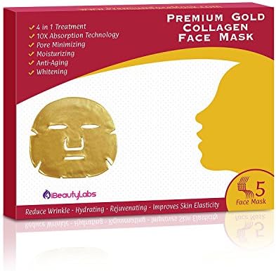 4 in 1 Premium 24K Gold Pure Bio Natural Collagen Beauty Face Mask (Pack of 3 Boxes x 5 ea/Box = 15 Total Masks) for Anti Aging with 10X Absorption Technology for Professional Skin Care