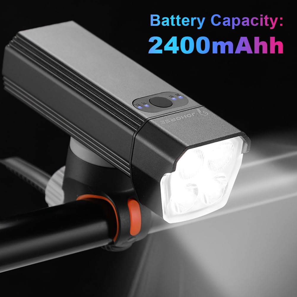 Lampka rowerowa ładowana przez USB, 1200 lm, przednia lampa rowerowa do jazdy nocnej, stop aluminium, lampa baterii 2400 mAh