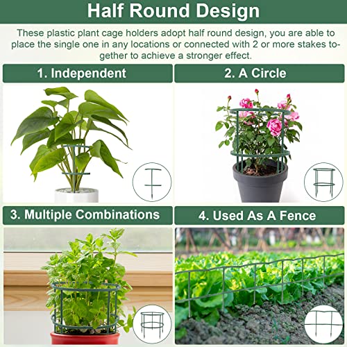 8 Pack Plant Support Flower Support Stake, Deaunbr Plants Supports Trellis Half Round Plant Cage Ring Holder Climbing Plant Stakes For Indoor Outdoor Small Potted Plant, Vegetable, Garden, Flower #TOP2