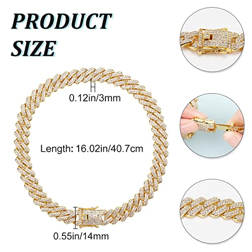GORGECRAFT Hundekette Diamant Kubanisches Halsband Gehen Metallkette Halsband Kristall Strass Tennis Halskette Legierung Gliederkette Halskette Schnappverschluss Für Kleine Mittelgroße Hunde Katzen