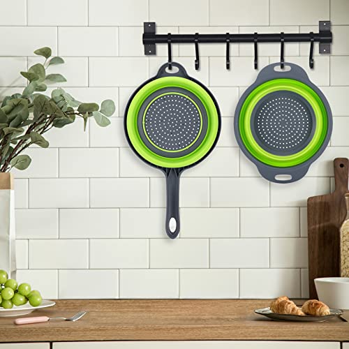 Silicone Collapsible Colander Set, Nanateer Large Kitchen Colander Strainer, 4 Quart Vegetable Fruit Flexible Pasta Strainer, Folding Strainer for Kitchen (2 PCS)
