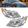 BoardRoad Headlights Assembly Fit for 2012 2013 2014 Toyota Camry L/Le/Xle/Hybrid Headlamps Replacement Chrome Housing Amber Reflector Clear Lens Driver and Passenger Side