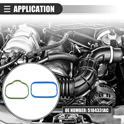 Image of Motoforti Gasket Intake Manifold Gaskets, for Cherokee Challenger 2011-2019, Rubber, 5184331AC 5281824AA 5184562AC, Green Blue, 1 Set