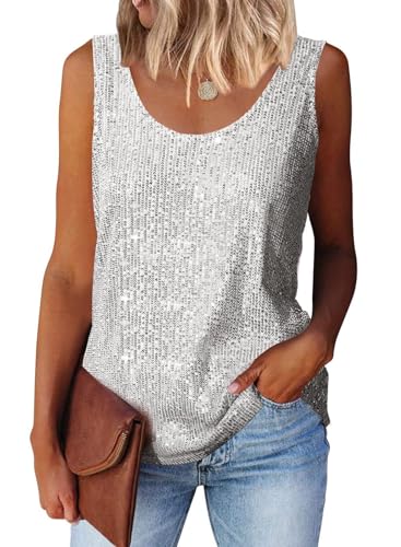 Suncife Damen Pailletten Oberteil Tank Glitzer Top Frauen