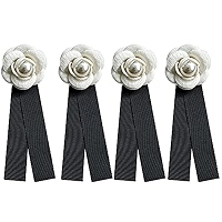 Women's Camellia Flower Brooch Pin - Pre-Tied Bow Tie Collar Clip For Wedding, Party, Blouse Decoration - View #13