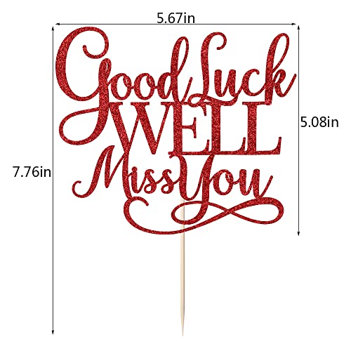 Kaoenla Good Luck We'll Miss You Cake Topper - For Graduation Party, Job Change, Farewell Party, Parting Party, Retirement, Housewarming Party Supplies (Red) #TOP3