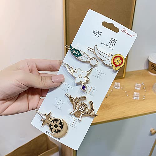 Genshin Hair Clips For Women Cute Enamel Venti, Keqing, Klee, Mona, Yae Miko, Barrettes Women Hair Pins Gifts For Girls Women Cosplay Jewelry #TOP4