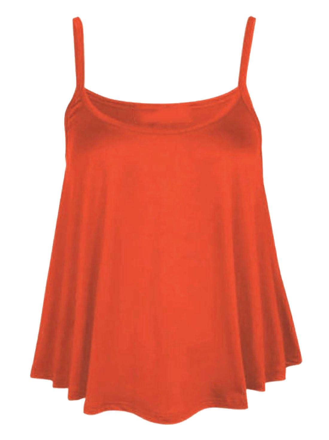 Wickedfashions123 Women's Rust ’S Plus Size Plain Sleeveless Cami Swing Vest Top Flared Strappy Cami Vest Top Casual Wear Fancy Party Wear Camisole Shirt Top Uk Size 8-28