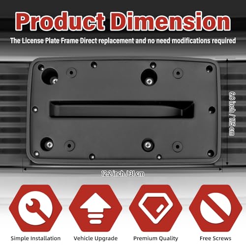 Image of License Plate Bracket Accessories for Jeep Wrangler TJ 1997 1998 1999 2001 2002 2003 2004 2005 2006, Rear Bumper License Plate Holder Replacement Frame Black Mount