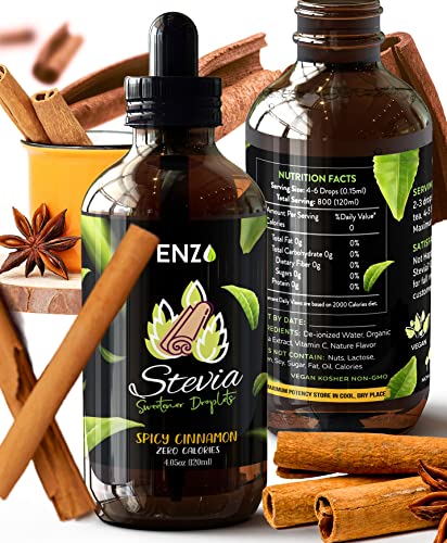 Cinnamon Liquid Stevia Drops (4Oz) Bottle Our Zero Calories Sweetener (800 Servings) All Natural Flavoring With No Artificial Additives & Filler Ingredient #TOP5