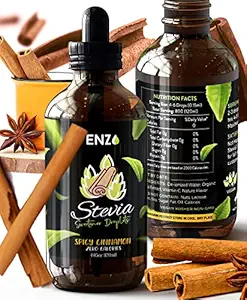 Enzo Liquid Stevia Drops Our Zero Calories Sweetener (4oz - 800 Servings/Bottle) - Cinnamon - All Natural flavoring with No Artificial Additives & Filler Ingredient