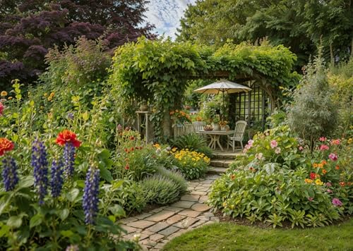 Toile de fond de jardin d'été résolvant les espaces de studio étroits