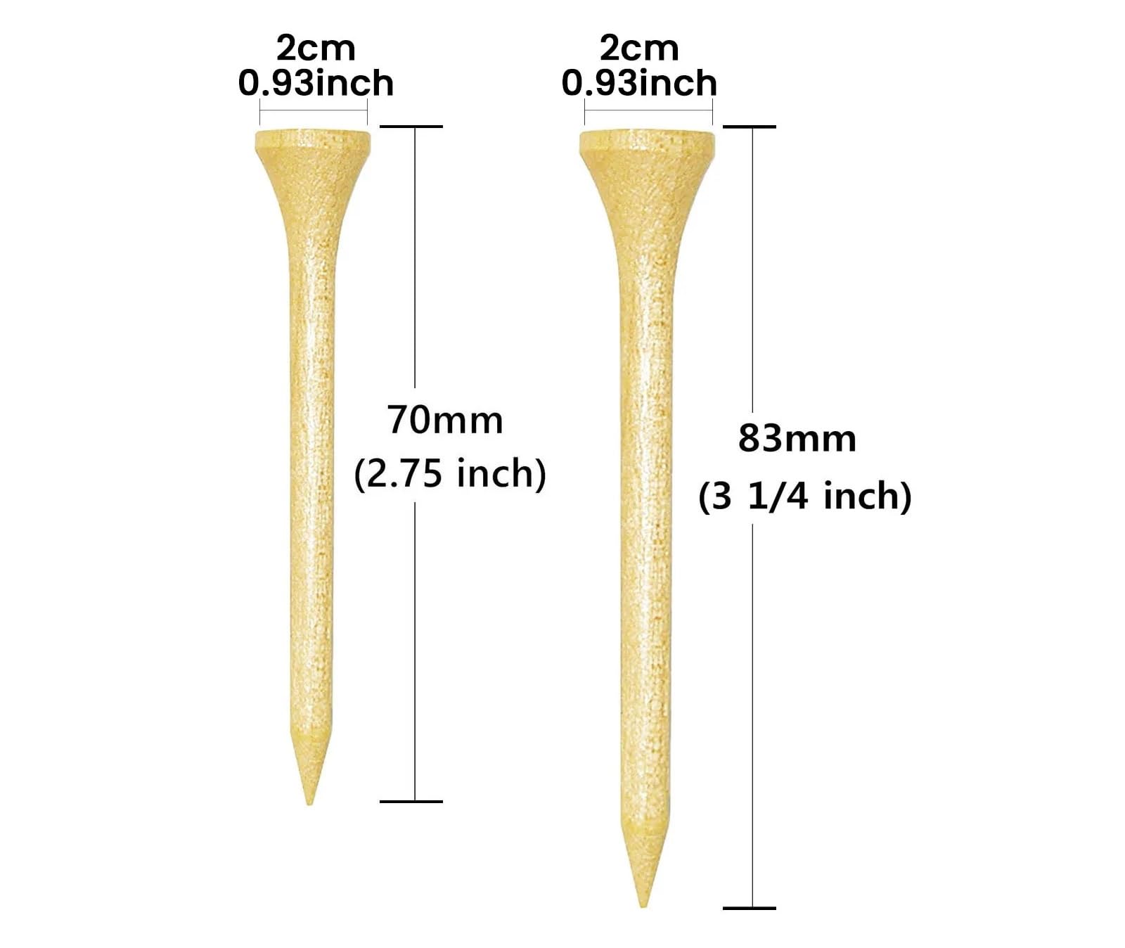 Golf Tee Bambus-Golf-Tees, 1000/500/250 Stück, 2-3/4 und 3-1/4 Zoll Länge |, 7-mal stärker als Holz-Golf-Tees