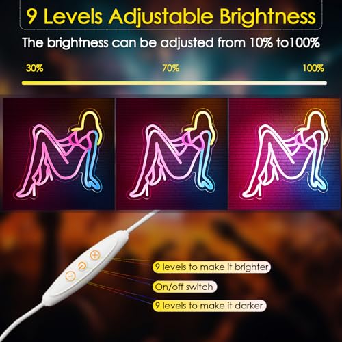 Image of Golden Hair Beauty Neon Sign Neon Sign Led Neon Lights for Wall Decor Dimmable for Bedroom Led Sign USB Powered for Christmas Thanksgiving Birthday Party Girls Gifts