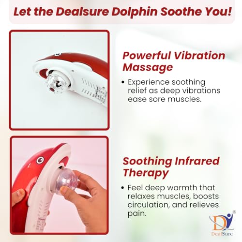 Image of Dealsure Dolphin Massager for Pain Relief - Handheld Dolphin Massager with Vibration & Infrared Therapy - Plug-in Full Body Massager for Stress Relief - Magnetic Therapy for Men & Women (Multicolour)