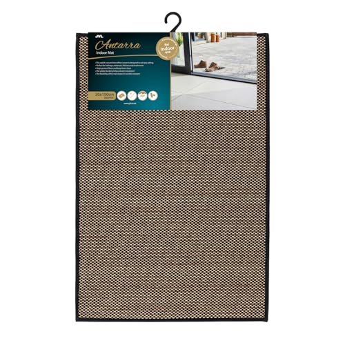 JVL Antarra Machine Washable Entrance Doormat, 50x75cm - Black/Brown