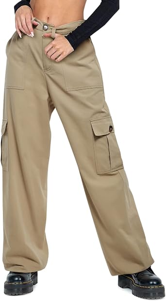 Fengbay Womens Wide Leg Pants with Pockets High Waist Loose Sweatpants Brown