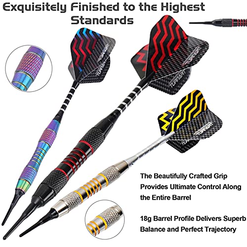 image for Turnart Professional Soft Tip Darts Set for Electronic Dartboard - 9 P