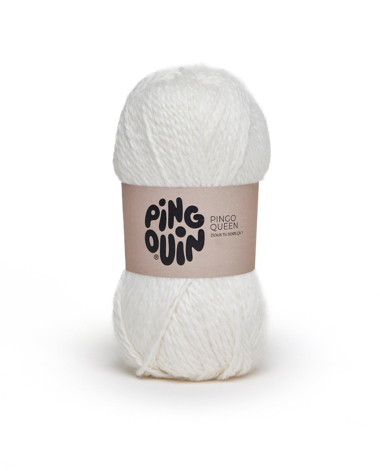 Pingouin - Pelote de Laine Pingo Queen - Laine à Crocheter et à Tricoter - 10% ALPAGA,​90% ACRYLIQUE - Aiguille n°6 - Couleur BLANC