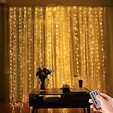 Lunartec LED Vorhang: LED-Lichtervorhang, 300 LED, Fernbedienung, 3x3m, warmweiß, Timer, USB (Lichtervorhang Fenster)