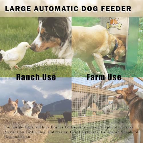 Outdoor Dog Feeder, Automatic Galvanized Gravity Pet Feeder for Large Dogs Breed, 25lbs,15lbs - Thumbnail 7