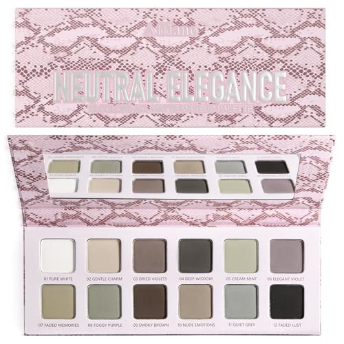 All Matte Neutral Eyeshadow Palette, Cool Toned Grey Smoky Eyeshadow Palette for Hazel Brown Eyes, High Pigmented Mauve Taupe Natural Eye Shadow Pallet for Mature Skin, Blendable & Long Last,Talc Free