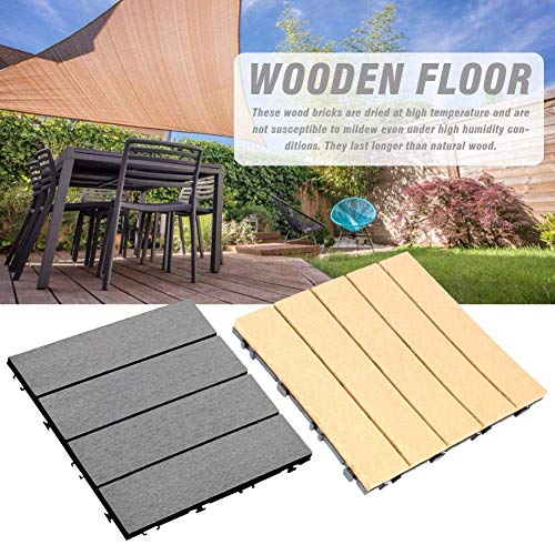 Yunhigh-uk Interlocking Wood Floor Mat, Floor Tiles Wooden Solid Wood and Plastic Corner Edging Trim Tiles Deck Patio Indoor Outdoor Natural