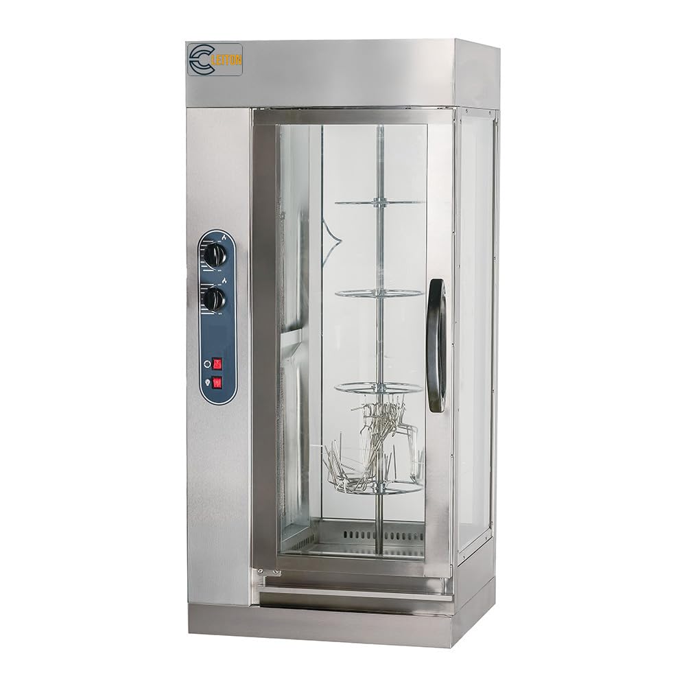 Cleiton Asador de Pollos a Gas Butano Vertical 12 Pollos 55x67 cm Acero Inoxidable 7500W 300°C Profesional