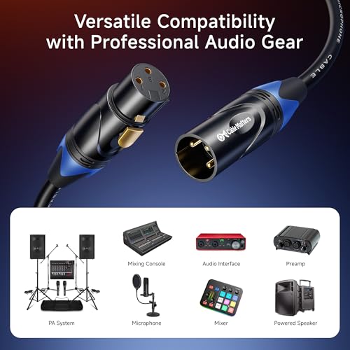 Câble microphone XLR blindé Cable Matters lot de 3 cordons OFC couleur avec repérage facile