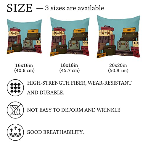 Stacked Travel Suitcases Luggage Throw Pillow Covers, Set Of 2 Square Pillowcase Decorative Soft Velvet Cushion Case For Couch Sofa Bedroom Car Living Room, 20X20 Inch #TOP5