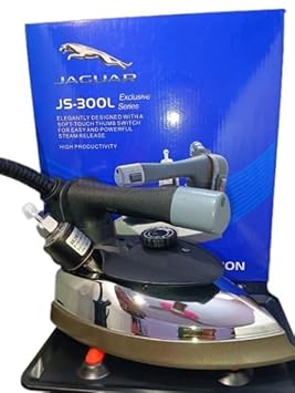 Jaguar steam iron ES300L Premium Model 2026– 1800W, Big Base, 4.2L Bottle, PVC Teflon Shoe. For industrial and commercial use. Original Pro Base. Siltisilverstar Steam Iron
