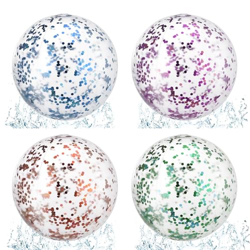 Pelotas de playa inflables transparentes con lentejuelas para piscina exterior