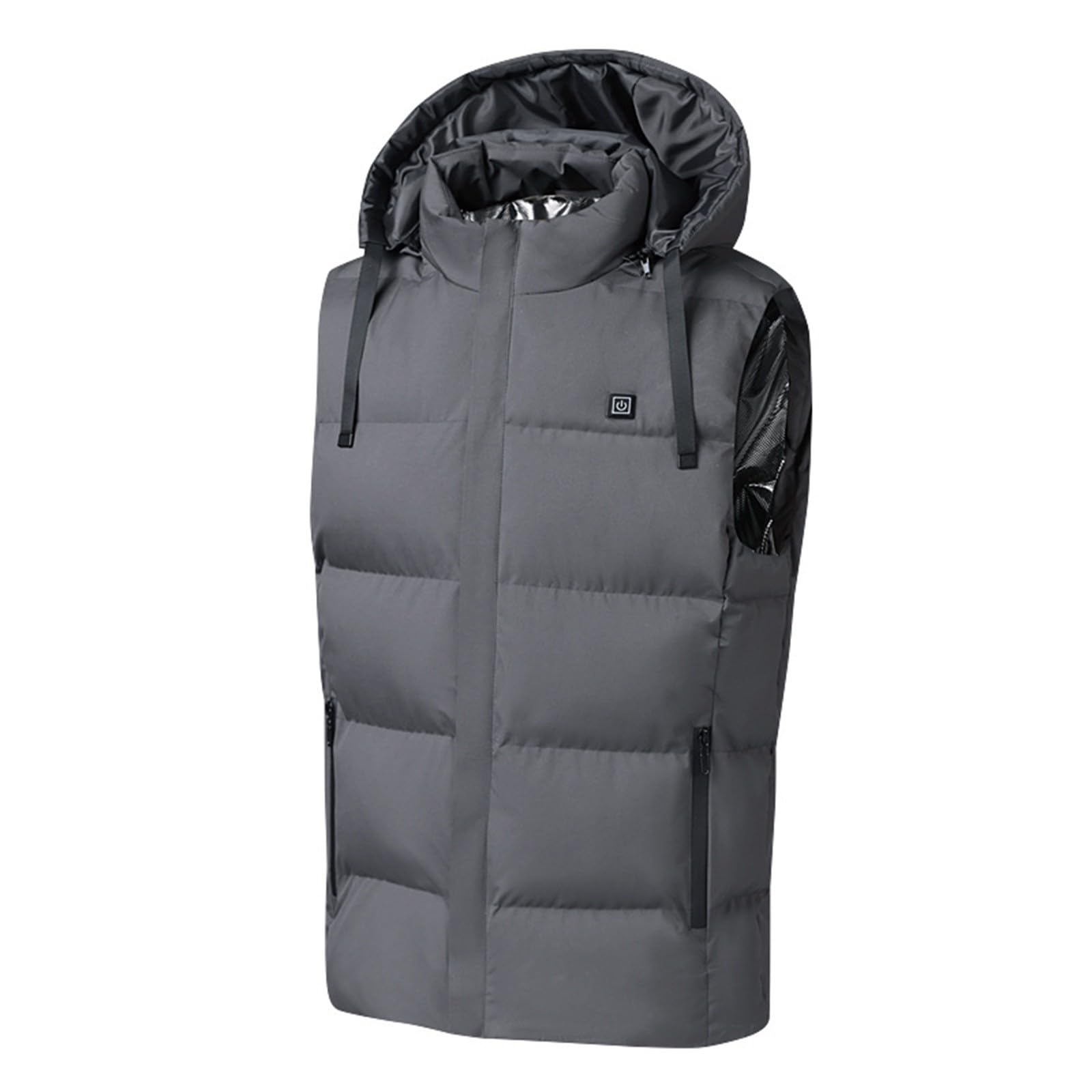 Gilet riscaldato per uomo e uomo, con cappuccio, giacca riscaldata, con cappuccio, gilet termico, con cappuccio, senza maniche, per caccia, campeggio, sci (senza batteria)