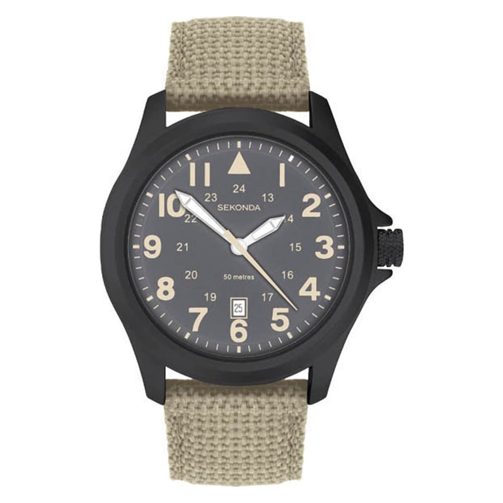 Sekonda Mens 43mm Wingman Pilot Style Watch with Date Window and Nylon Strap 50m Water Resistant
