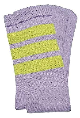 One Pair of Italian Mid Calf Flower Tube Socks with Acid Stripes - Style 1
