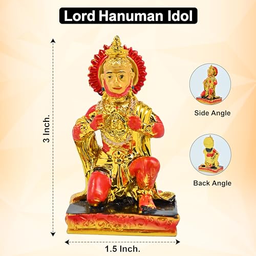Image of HindCraft Hanuman Ji Murti Idol - Bajrangbali Statue for Home Decor, Pooja Room, Car Dashboard, Office Table - Lord Hanuman Ji Showpiece, Housewarming Gifts & Spiritual Decoration