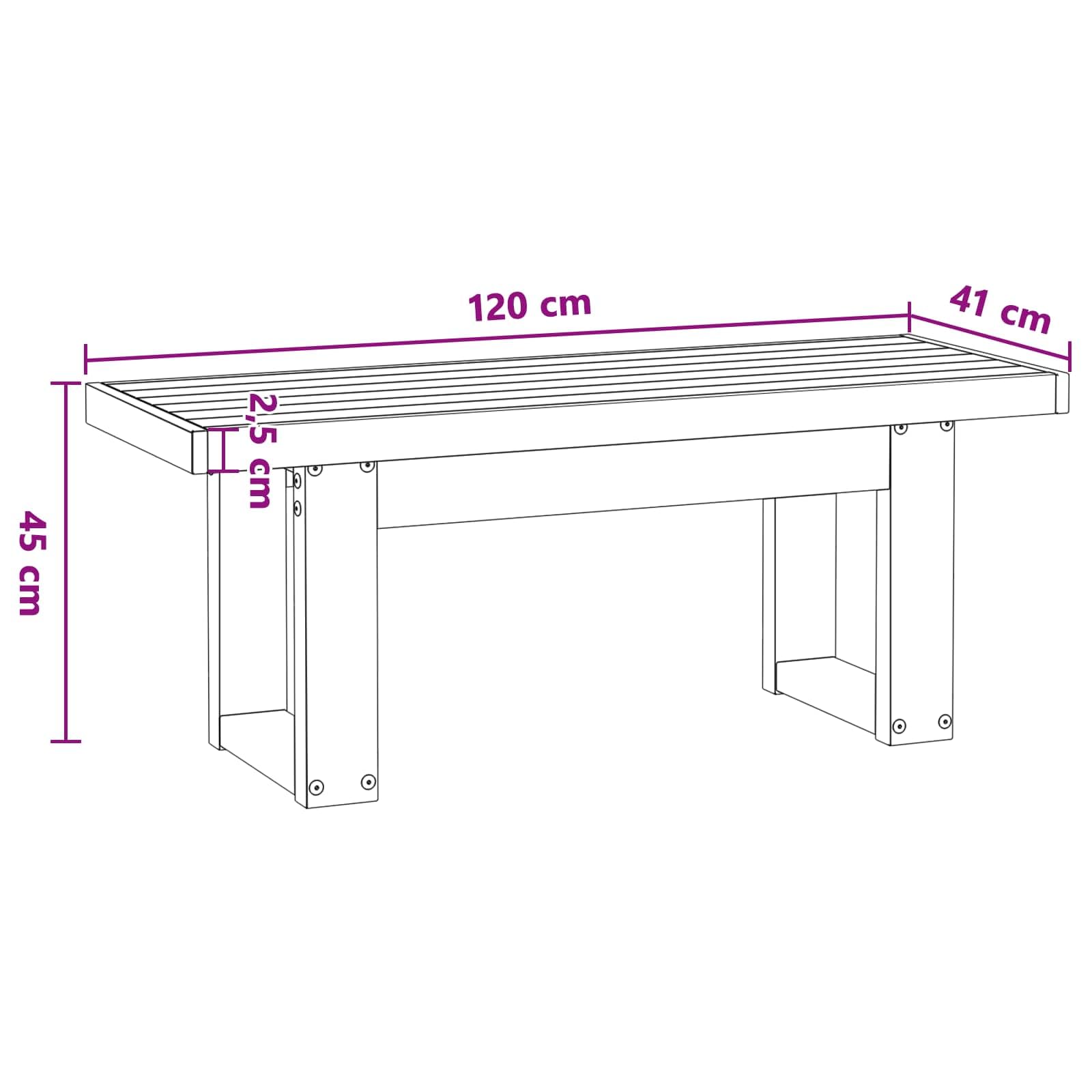 Fengshui Panca da pranzo in legno di pino massiccio, 120 x 41 x 45 cm