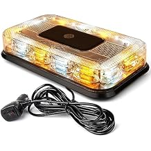 LUMENIX 12" Rooftop Strobe Beacon Light 72 LED Magnetic Emergency Flashing Warning Caution Mini Lights Bar for Construction Vehicles Snow Plow Tow Trucks Postal Mail Cars Patent Design - Amber White