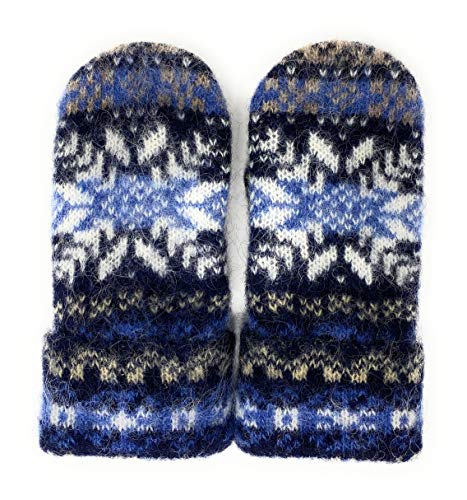 Warm Women Knit Mittens 100% Icelandic Wool Fleece Lined #TOP28