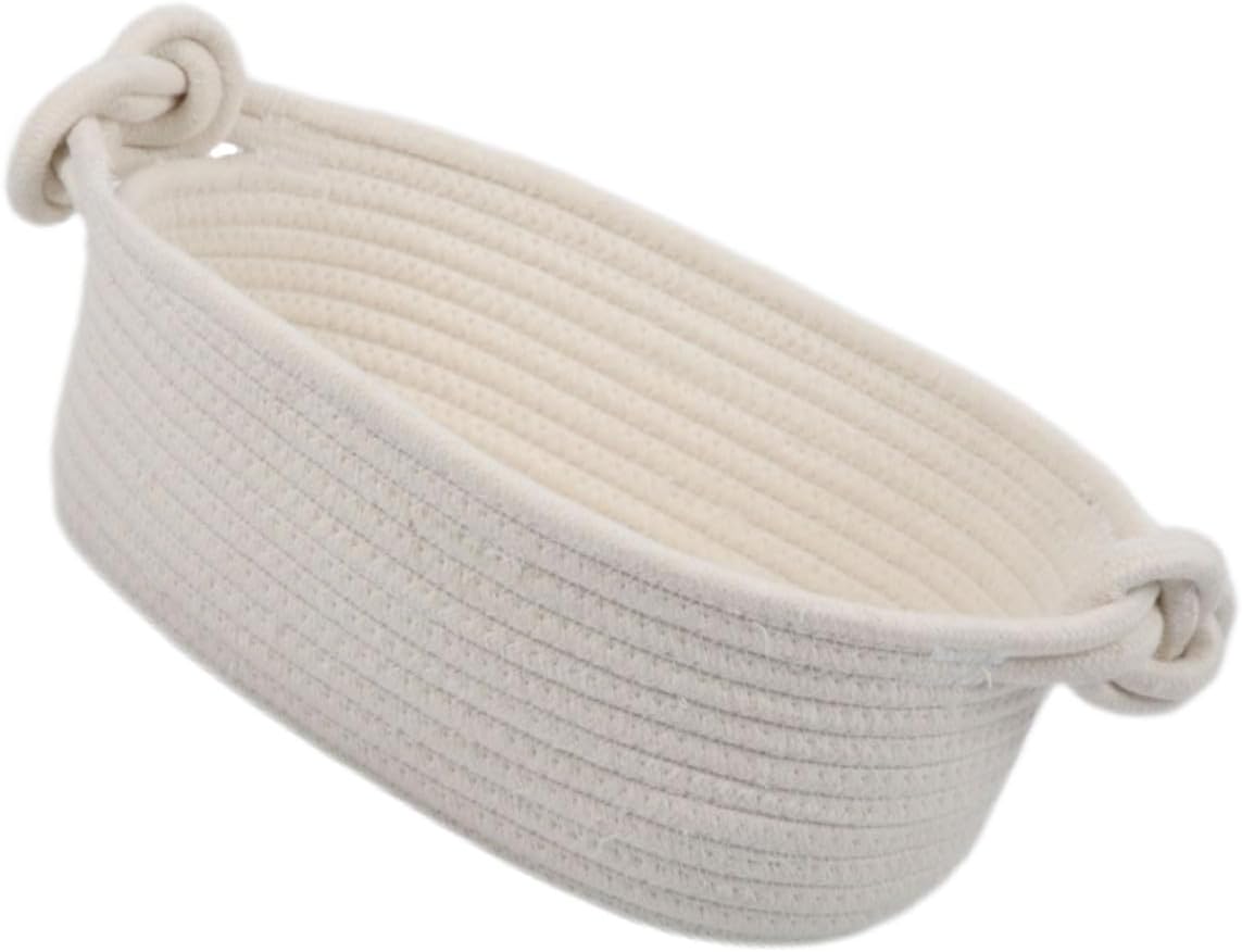 CHILDWEET Woven Storage Basket with Handles Cotton Rope Organizer for Nursery Diaper Toys Blankets Stylish and Versatile Home Decor